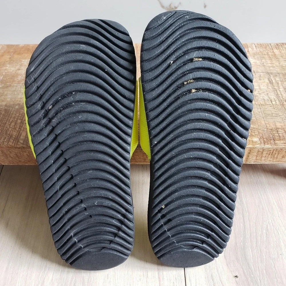 Nike Kids Kawa Slide Slides Vol 13C Green Black Logo Cushioned Pool Summer Shoes
